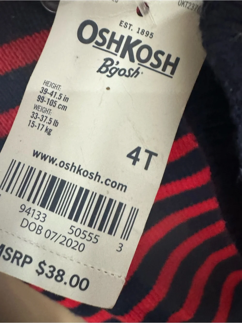 Oshkosh B’gosh Kids Sweater Red /Blue Strip 4T (CL-3)